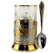 Подстаканник "Витязь на распутье" позолоченный