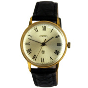 Часы "Ракета" 70-х годов с оливково-золотистым металлизированным циферблатом в позолоченном корпусе