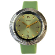 Часы "Победа" салатовые в хромированном корпусе "Шайба"